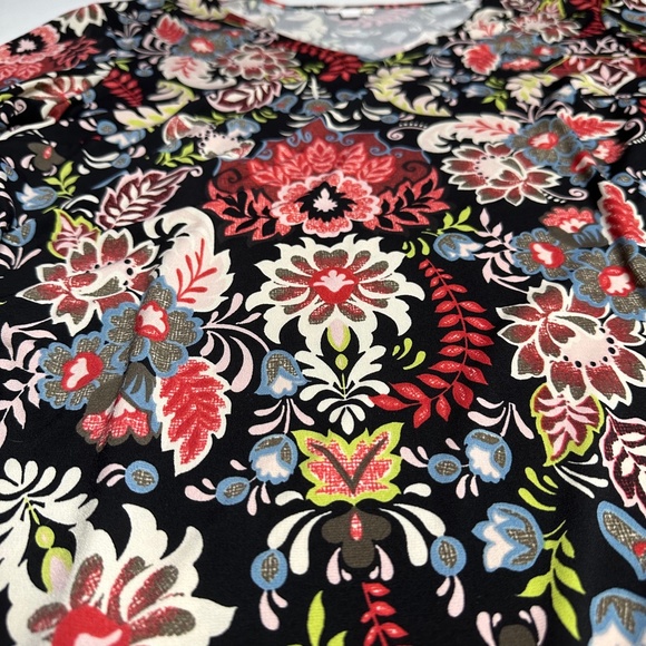 NWT Floral Hippie Strech Midi Longsleeved Dress -black red, lace puffer sleeve L - Picture 7 of 16